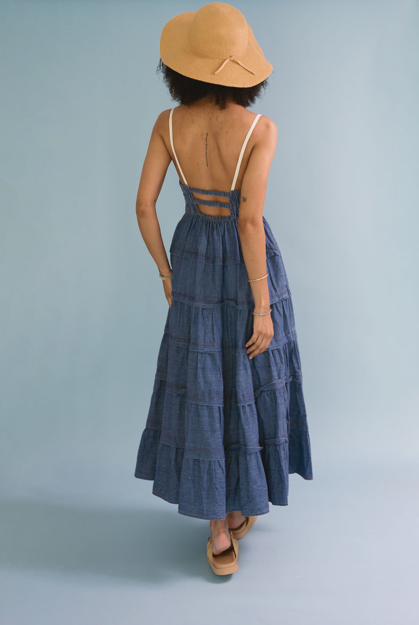 Washed Denim Maxi Dress