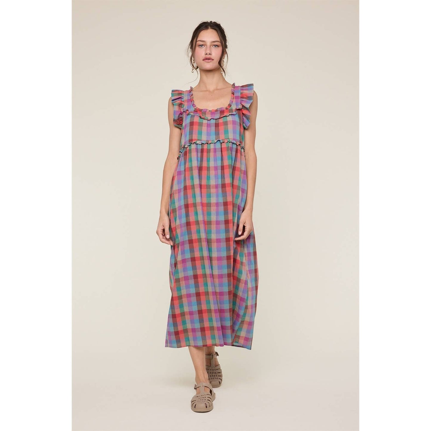 Market Days Plaid Midi Dress