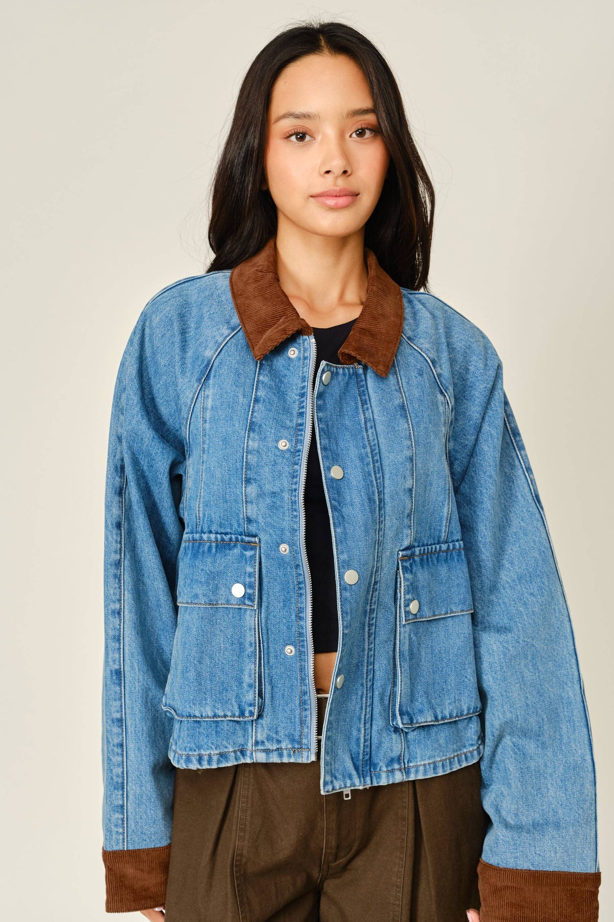 Corduroy Contrast Denim Jacket