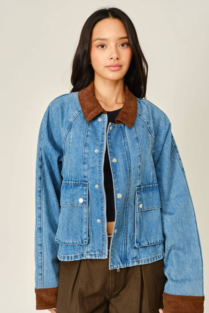 Corduroy Contrast Denim Jacket