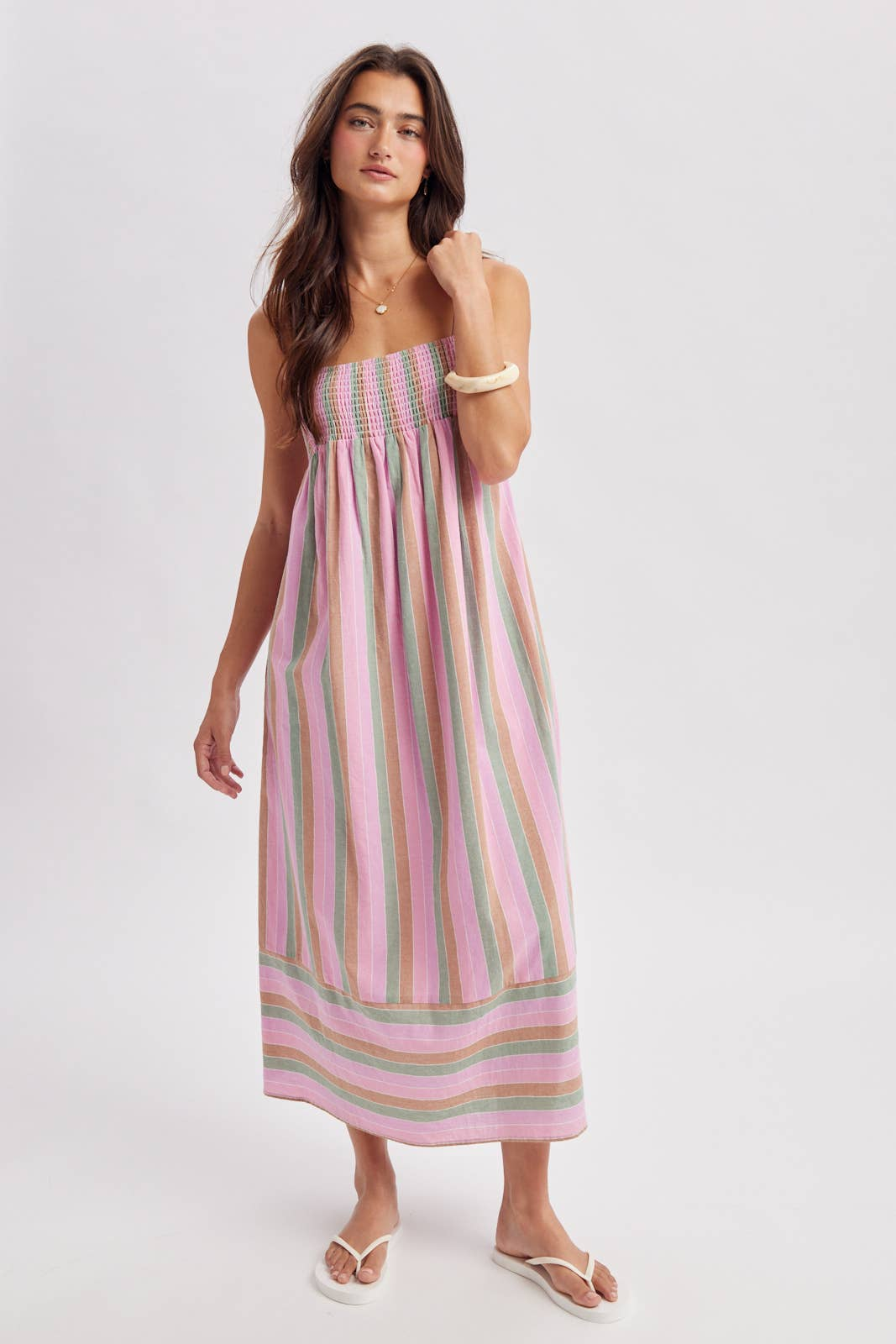 Beach Town Multi-Striped Midi Dress