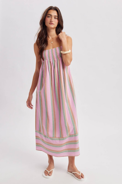 Beach Town Multi-Striped Midi Dress