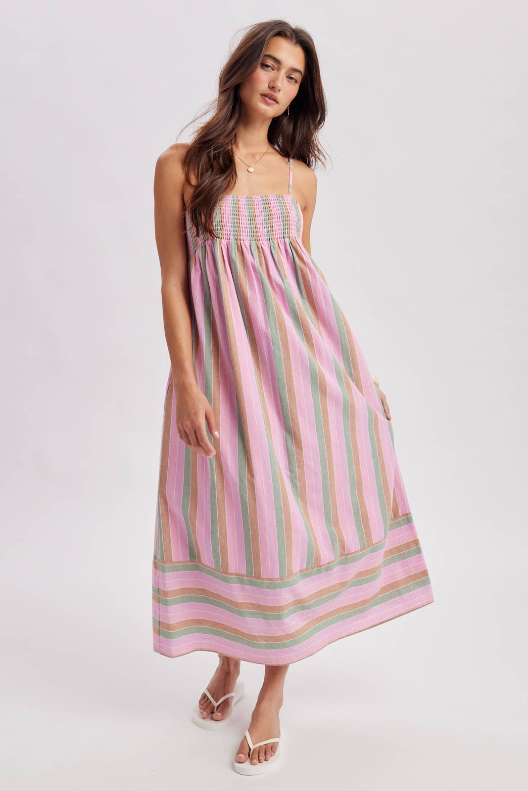 Beach Town Multi-Striped Midi Dress