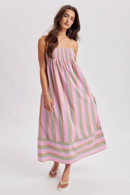 Beach Town Multi-Striped Midi Dress