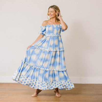 Blue Palm Geo Mara Dress