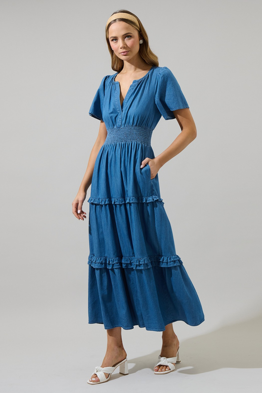 Haysville Poplin Tiered Maxi Dress