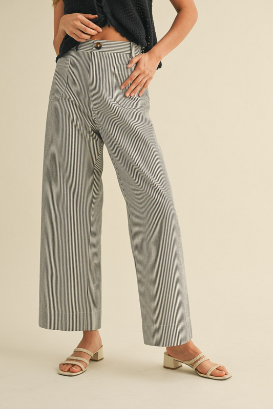 Chelsea Striped Cropped Wide Leg Pants