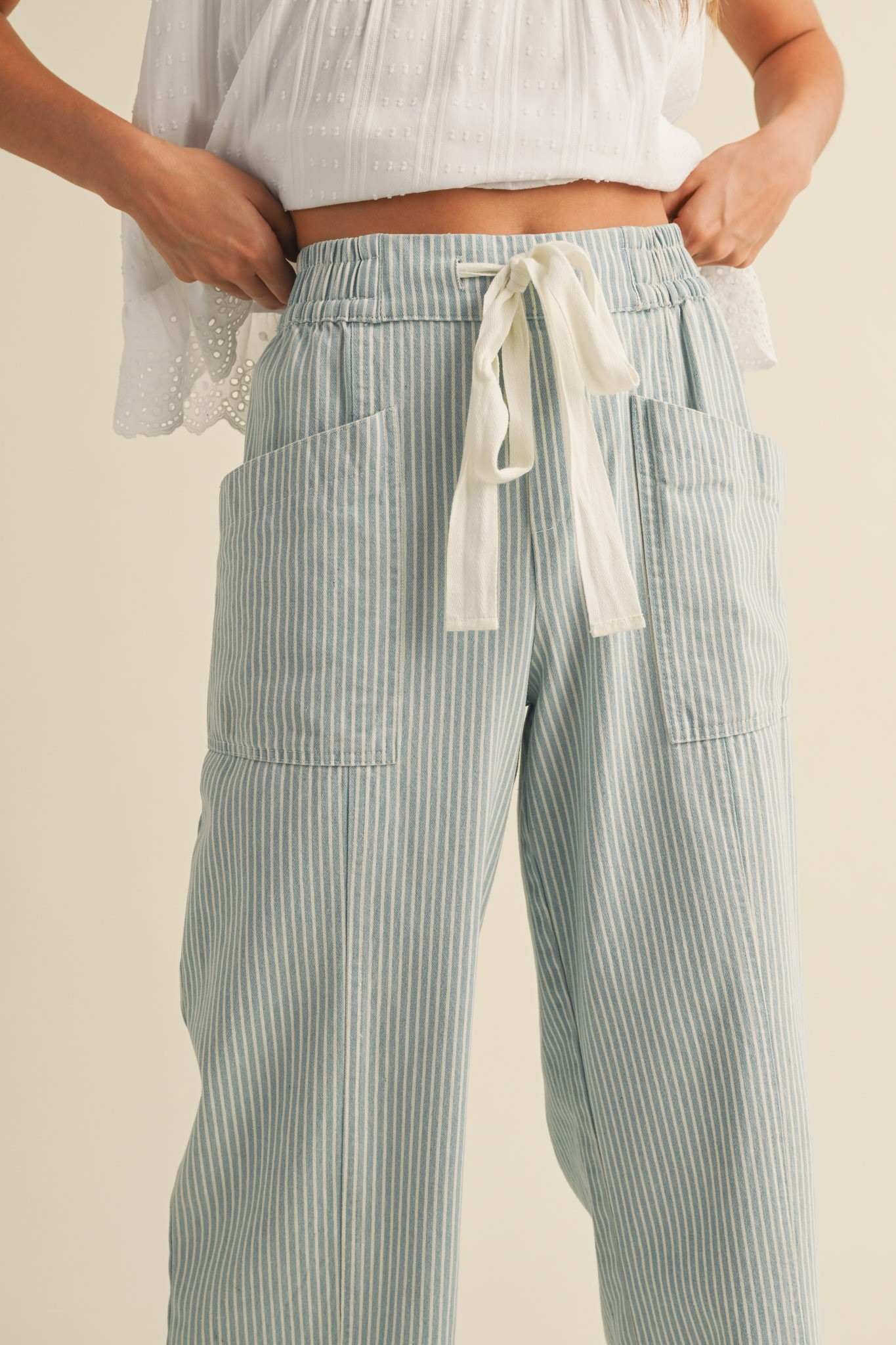 Junie Striped Wide Leg Cropped Pants