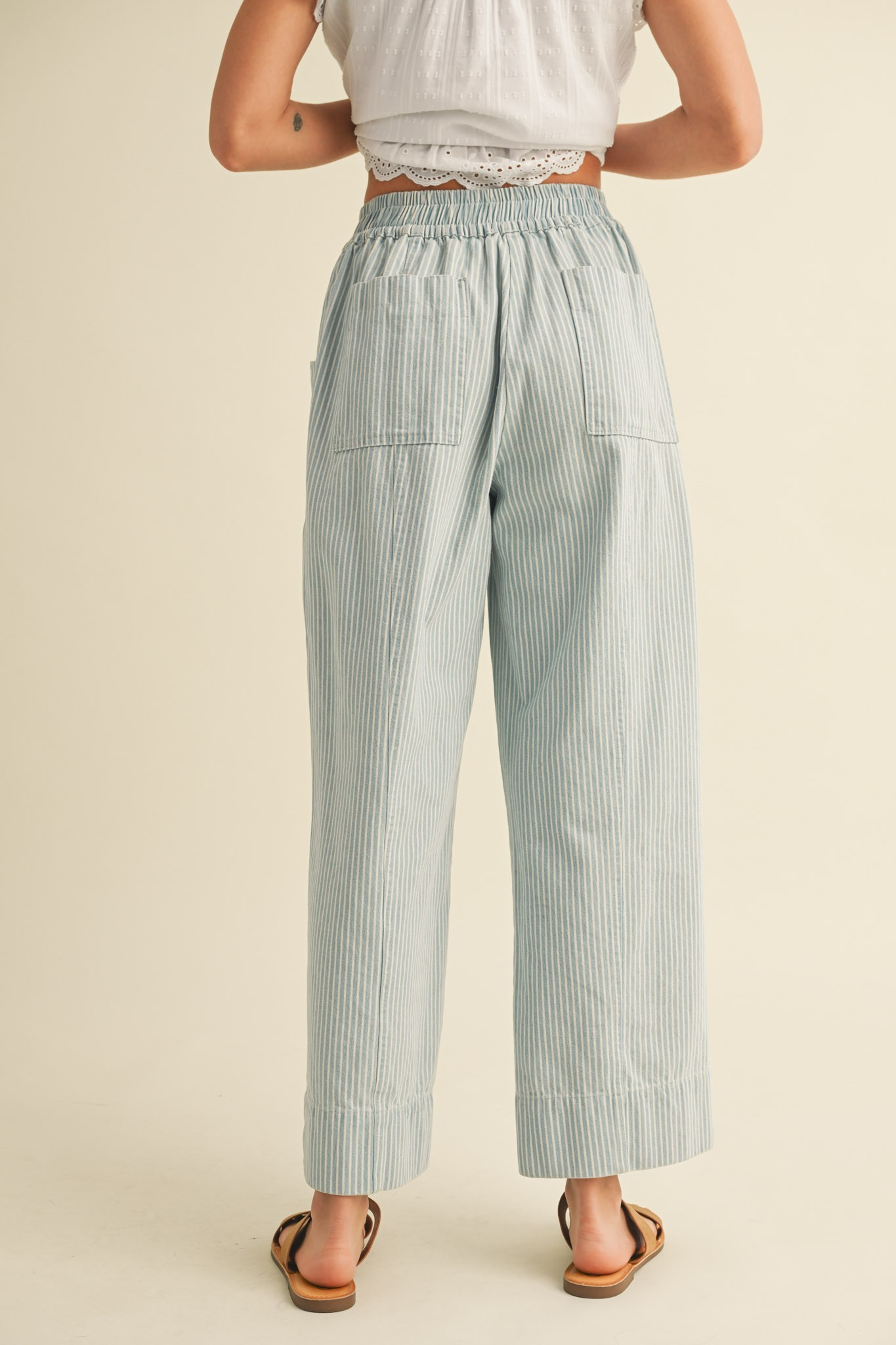 Junie Striped Wide Leg Cropped Pants