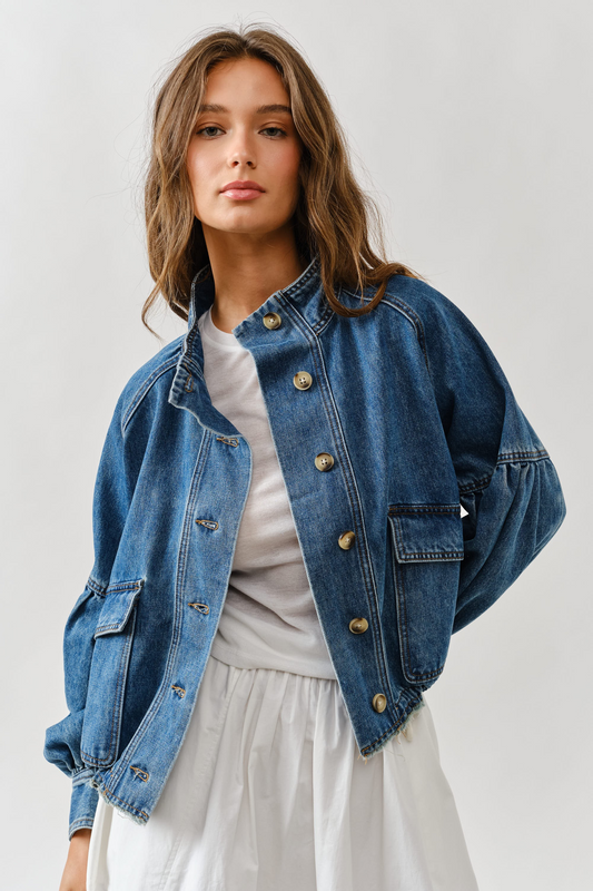 Paloma Ballon Sleeve Twill Jacket