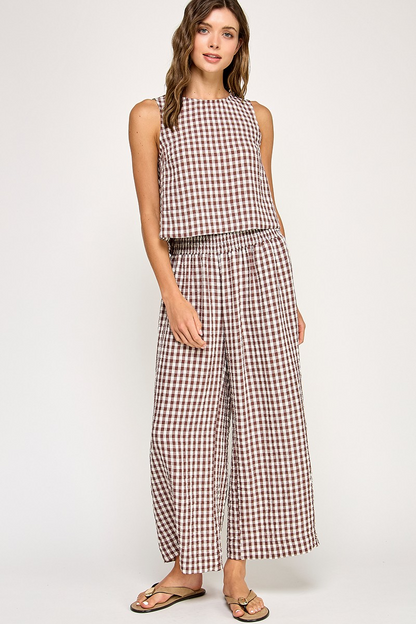 Gingham Scoop Neck Tank