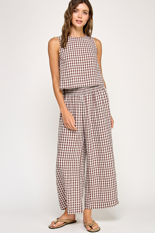 Gingham Linen Pants