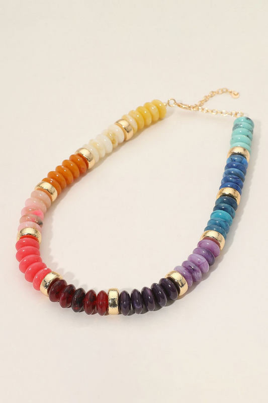 Colorblock Resin Beaded Necklace