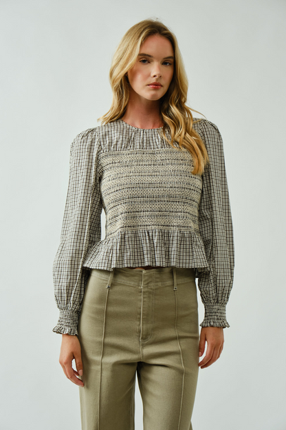 Lila Smocked Plaid Blouse