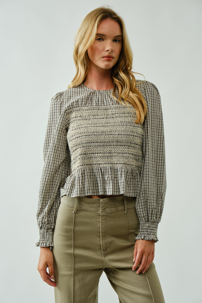 Lila Smocked Plaid Blouse