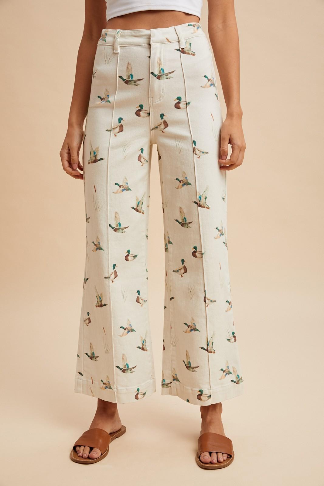 Mallard Printed Wide Leg Jeans