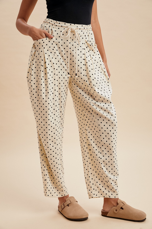 Polka Dot Barrel Leg Pants