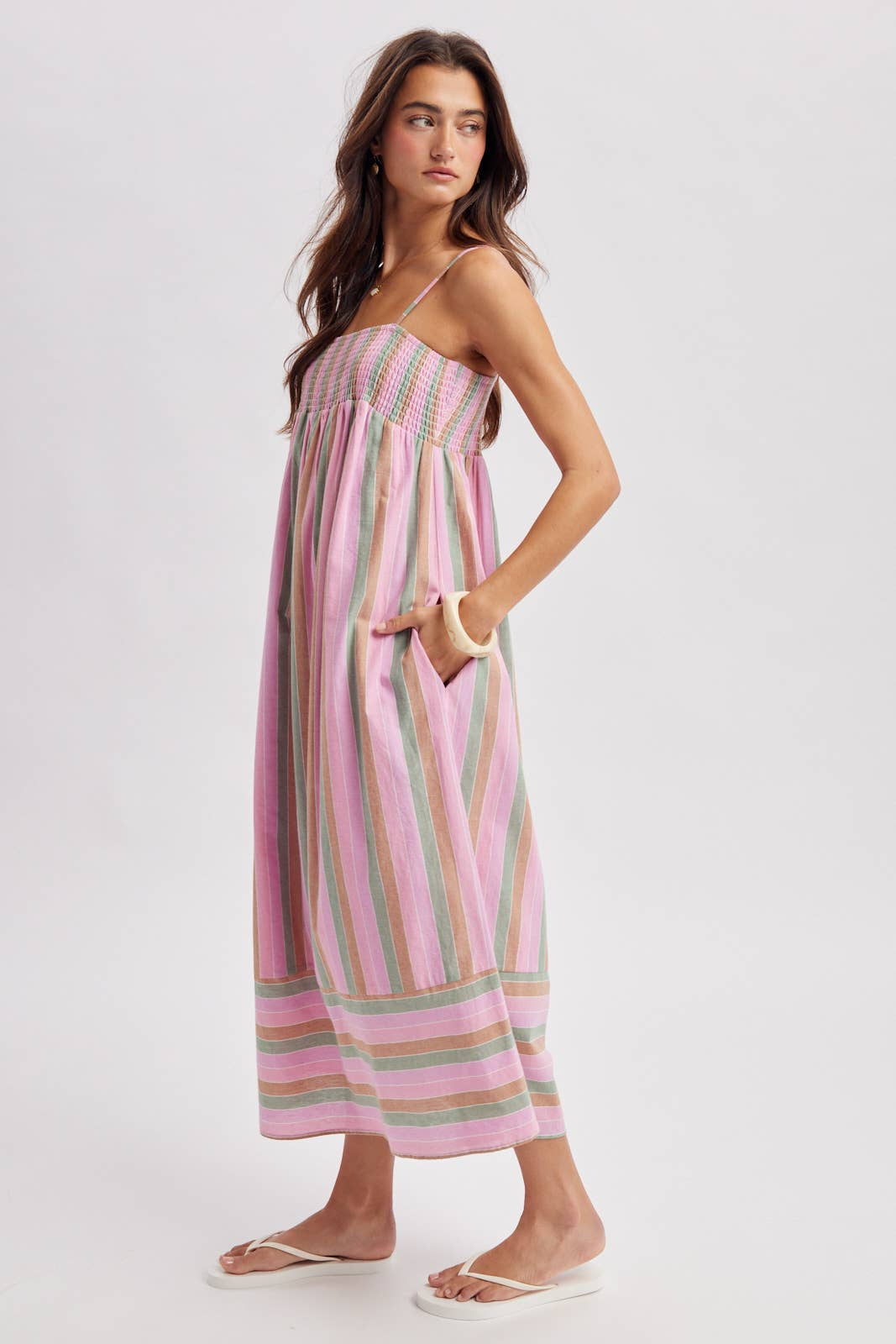 Beach Town Multi-Striped Midi Dress