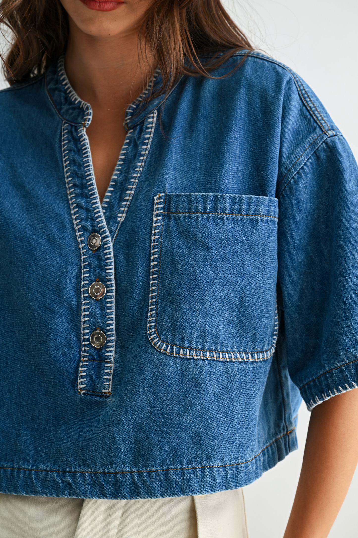 The Denim Henley Top