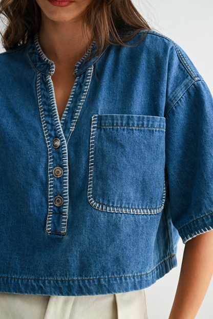 The Denim Henley Top