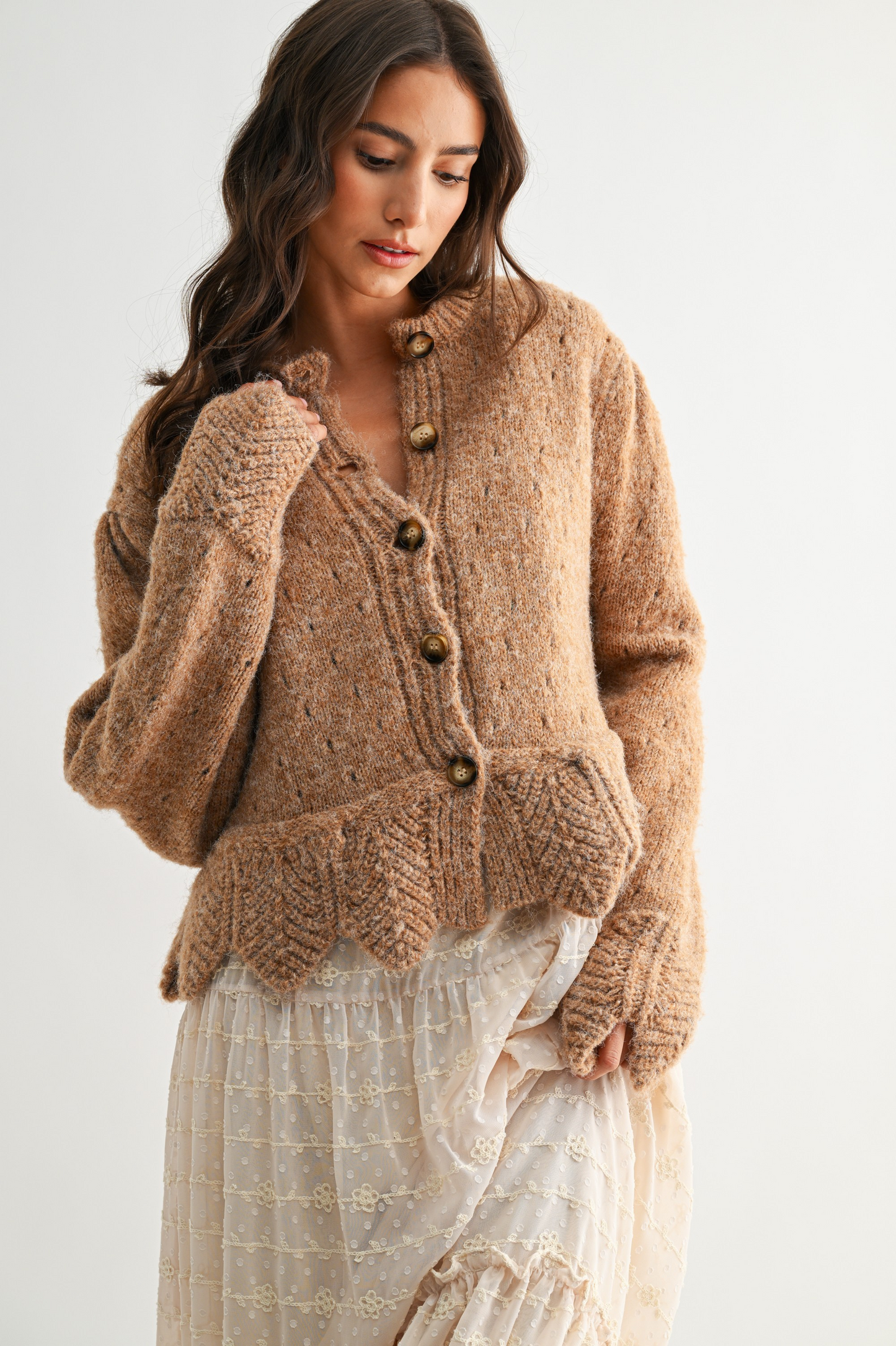 Mocha Scallop Cardigan