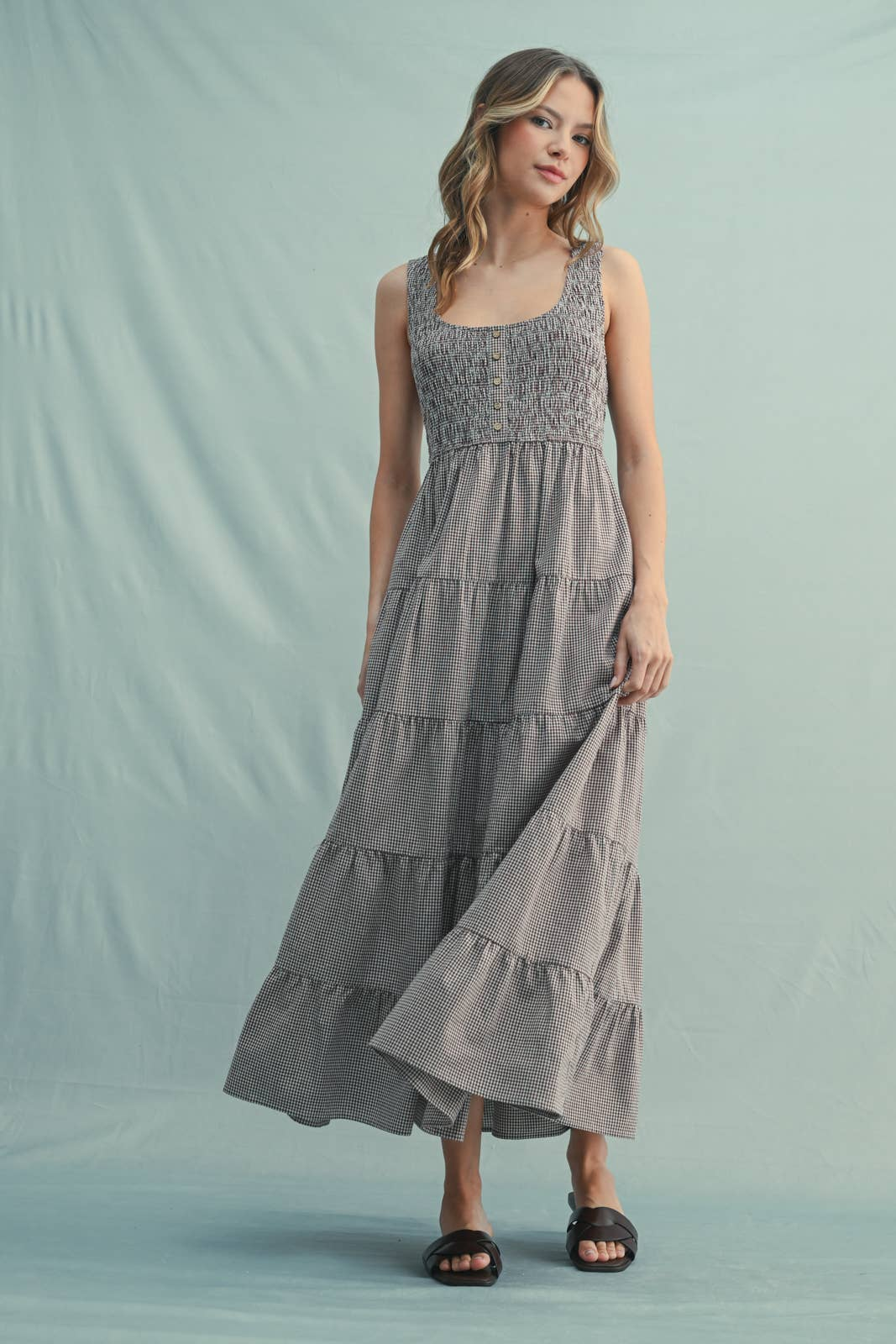 Lucille Plaid Tiered Dress
