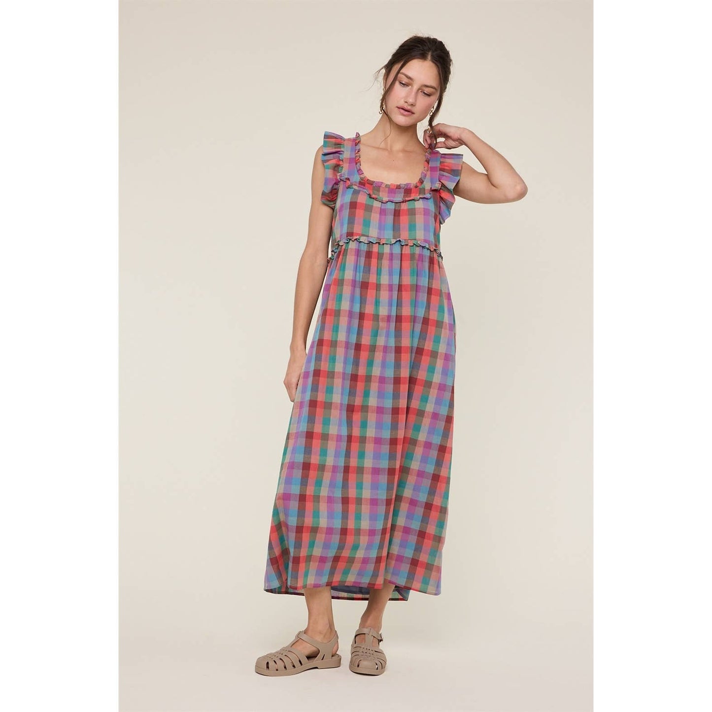 Market Days Plaid Midi Dress