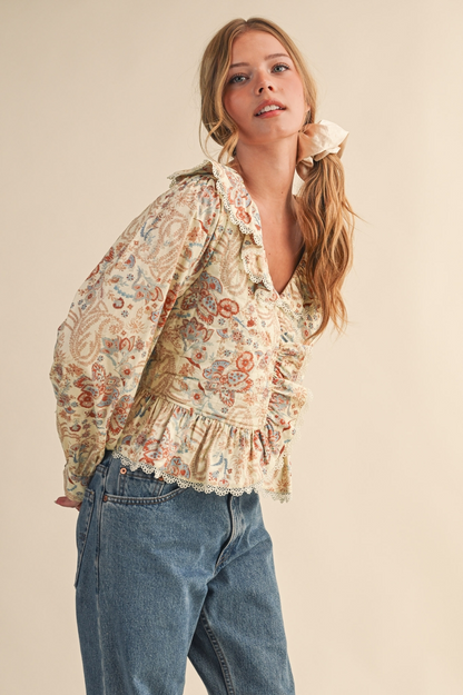 Therese Paisley Print Quilted Top