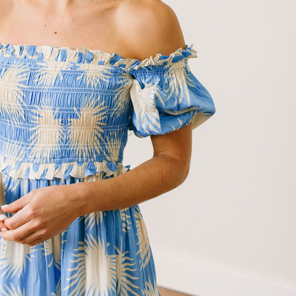 Blue Palm Geo Mara Dress