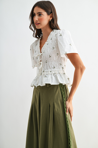 Olive Grove Peplum Blouse
