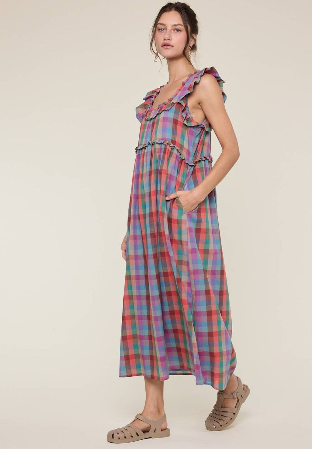 Market Days Plaid Midi Dress