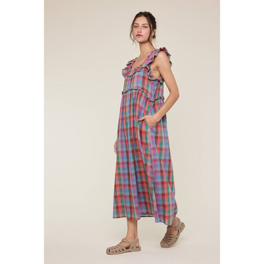 Market Days Plaid Midi Dress