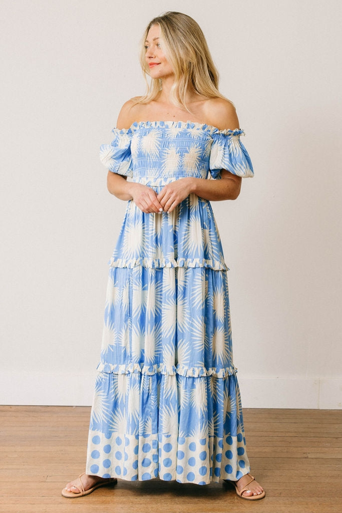 Blue Palm Geo Mara Dress