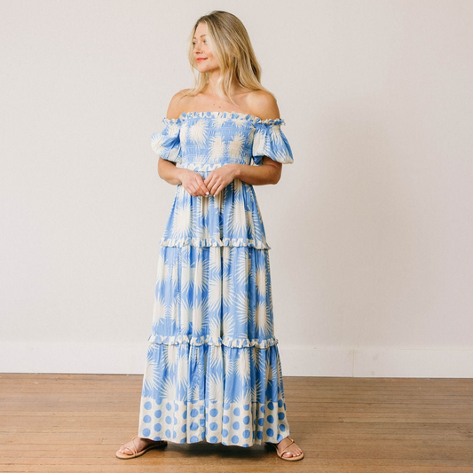 Blue Palm Geo Mara Dress