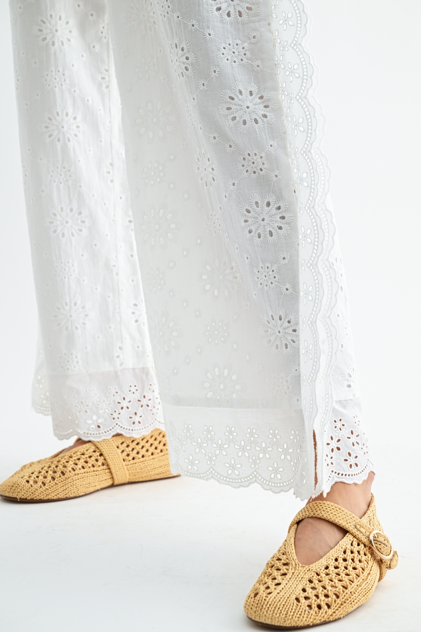 Coastal Eyelet Wide-Leg Pants