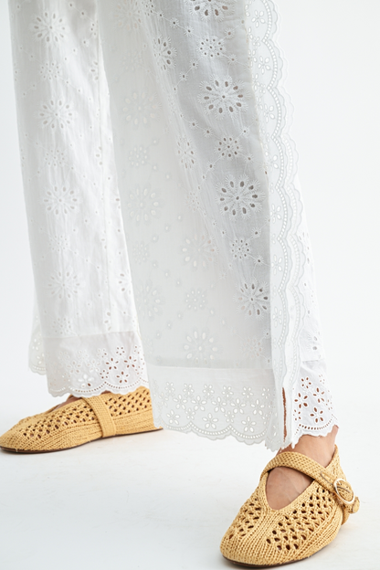 Coastal Eyelet Wide-Leg Pants