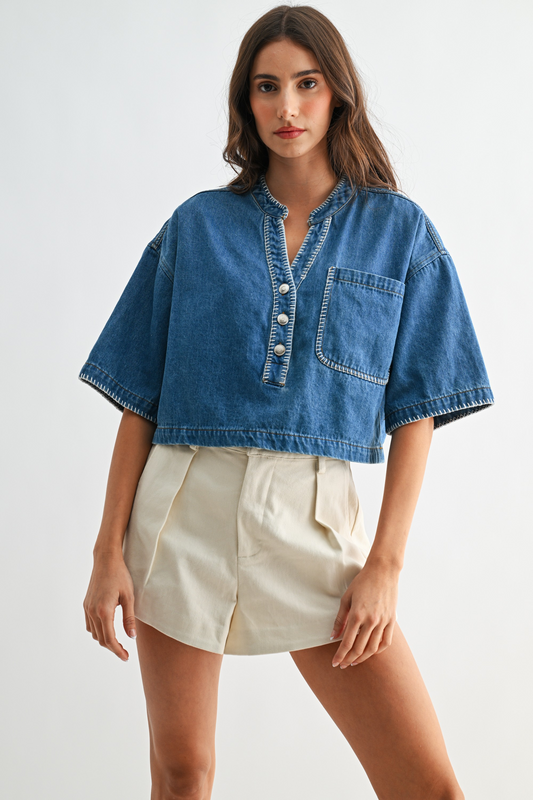 The Denim Henley Top