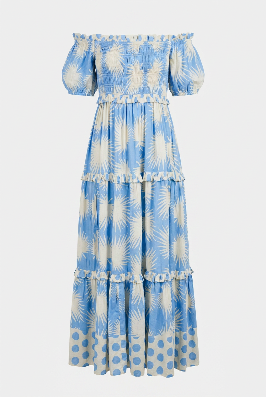 Blue Palm Geo Mara Dress
