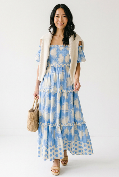 Blue Palm Geo Mara Dress