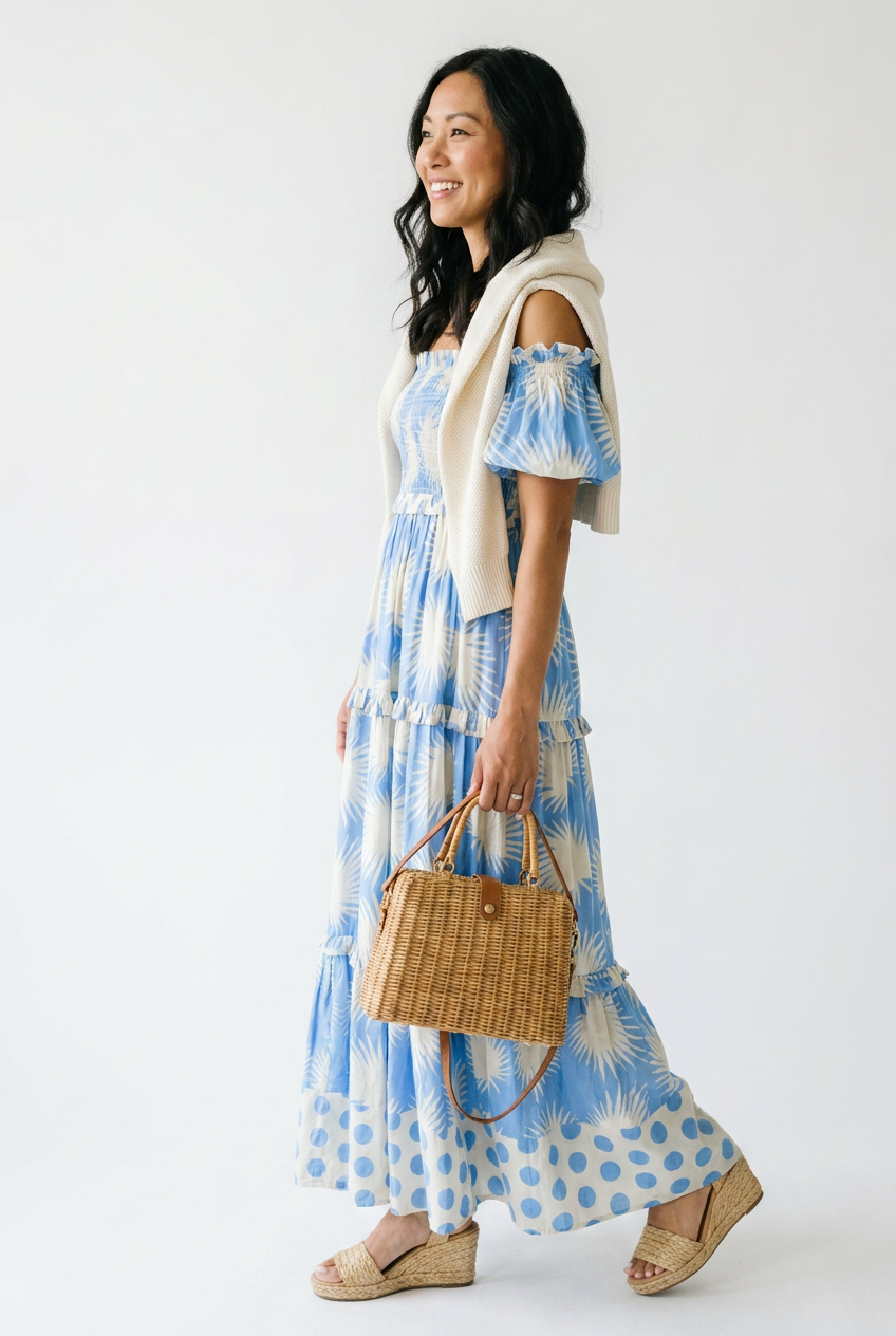 Blue Palm Geo Mara Dress