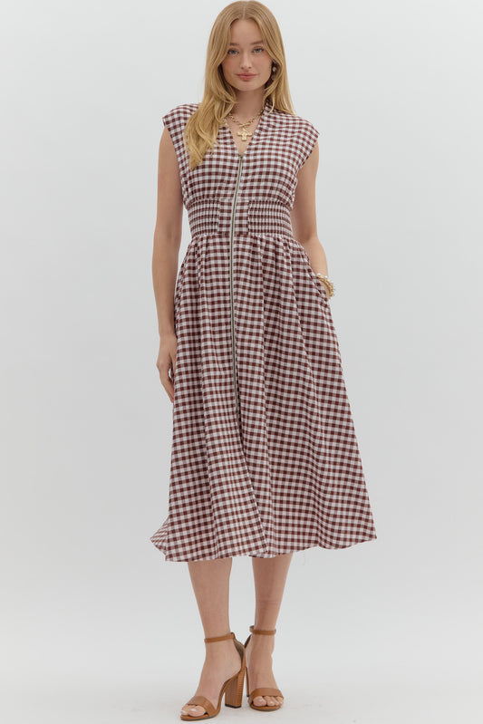 Carmen Gingham Midi Dress