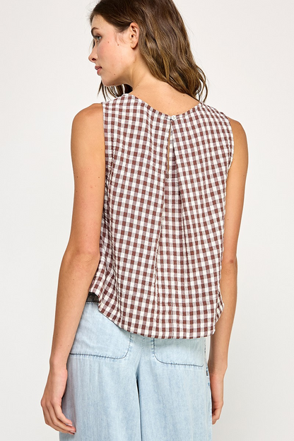 Gingham Scoop Neck Tank