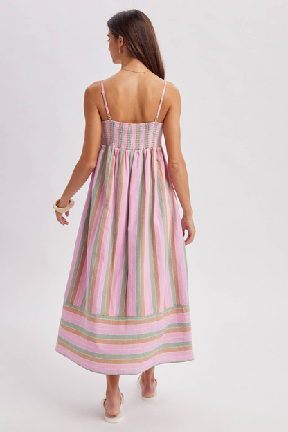 Beach Town Multi-Striped Midi Dress