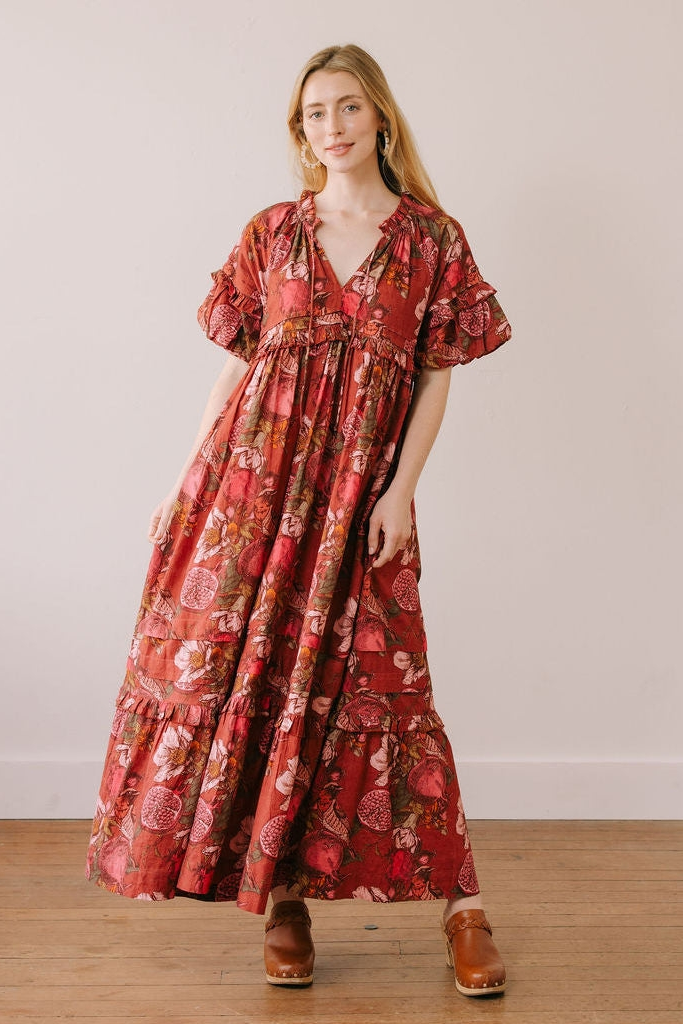 Pomegranate Floral Charlotte Dress