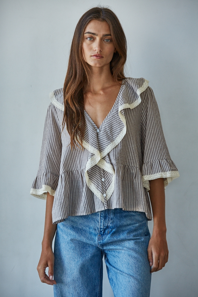 Jocelyn Linen Ruffle Top
