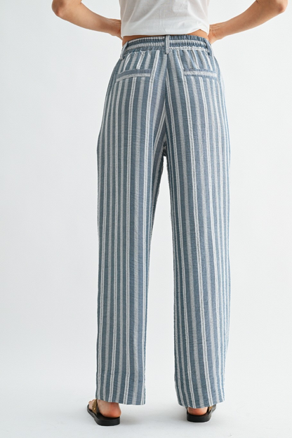 Striped Wide Leg Drawstring Pants
