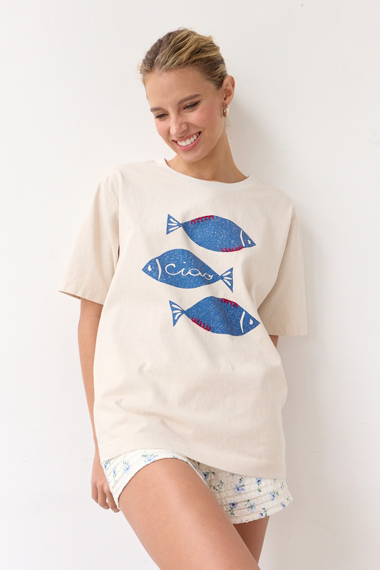 Fish Graphic Tee With Stitch