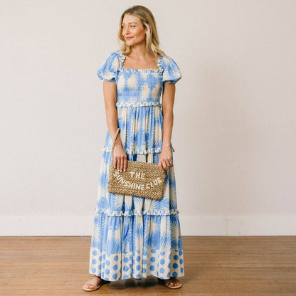 Blue Palm Geo Mara Dress