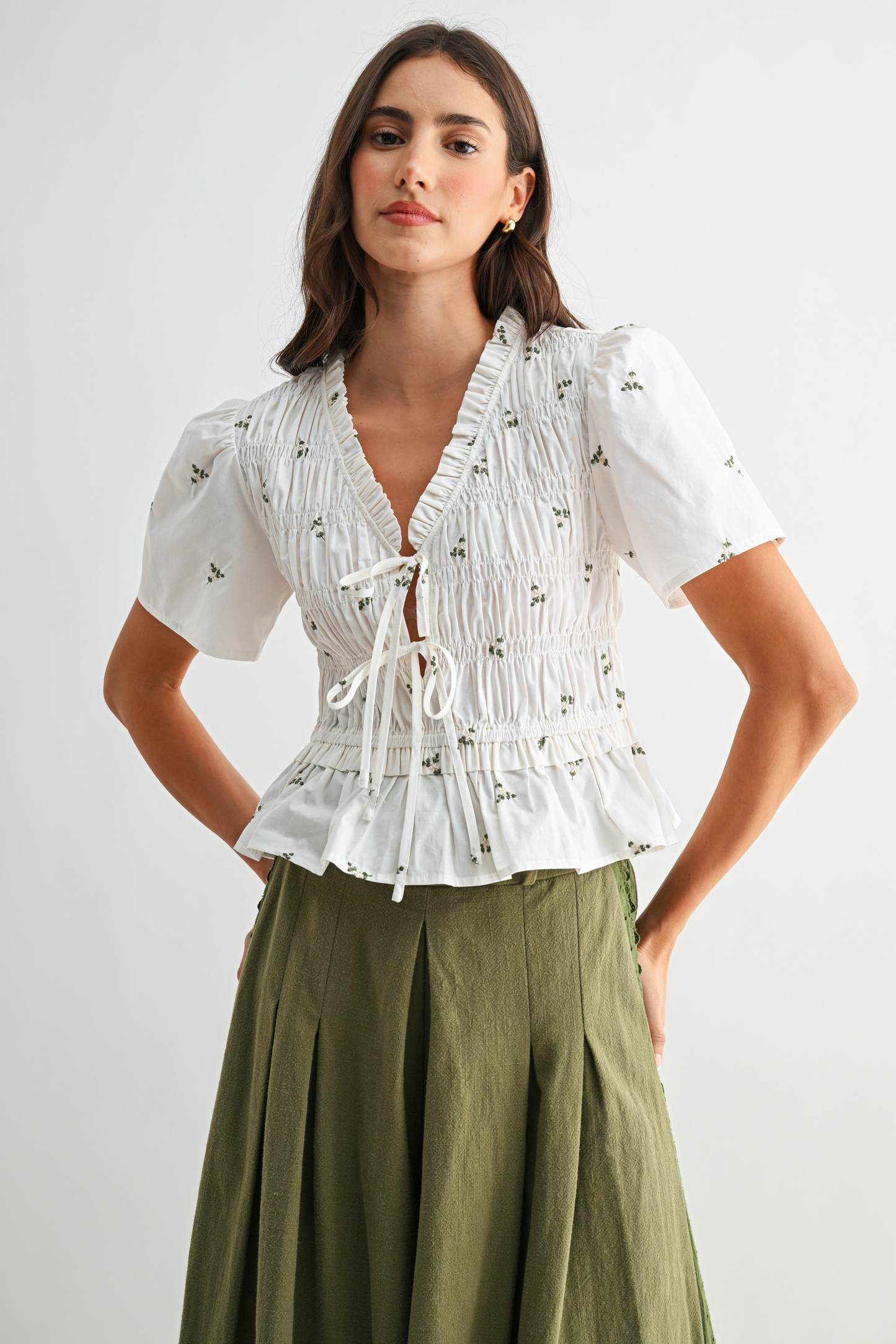 Olive Grove Peplum Blouse