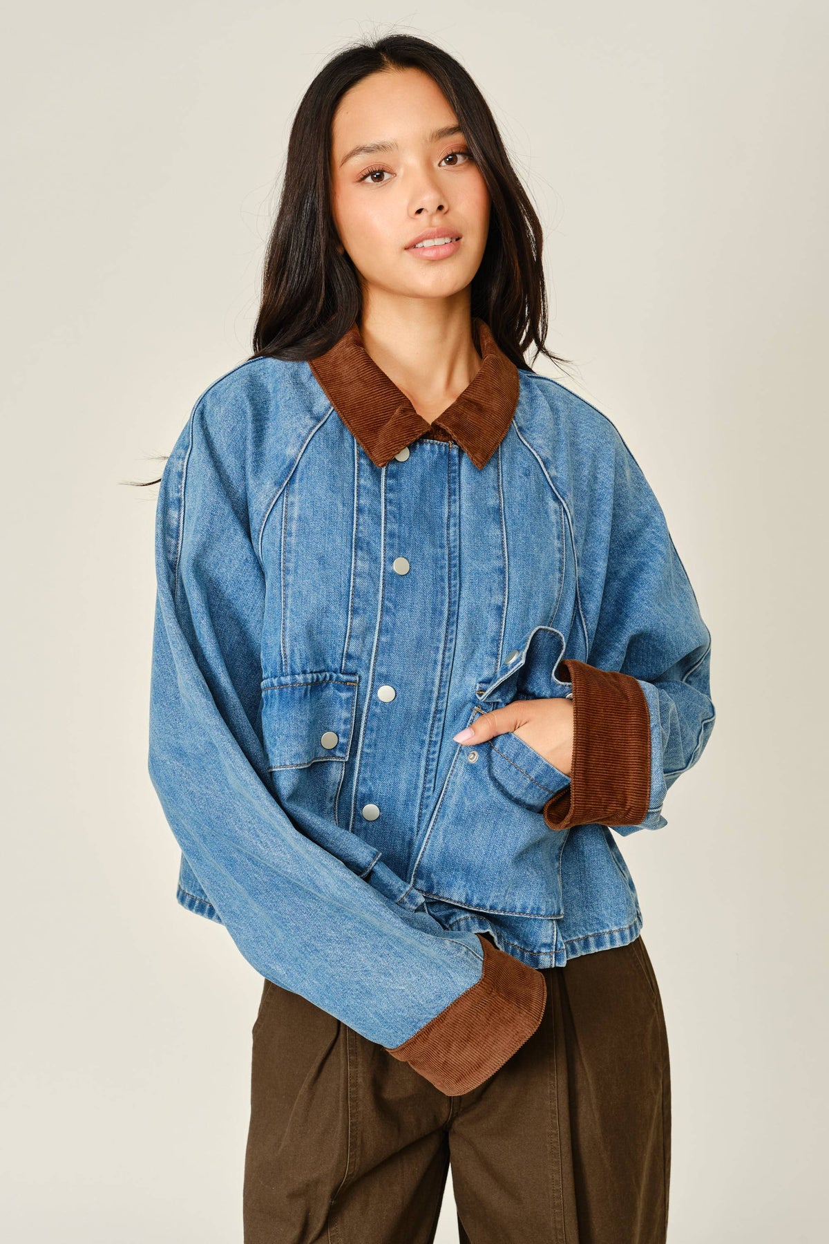 Corduroy Contrast Denim Jacket
